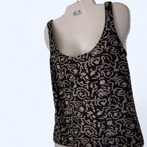 Alex Evenings Black and White Sequin Designer Sleeveless Camisole XL